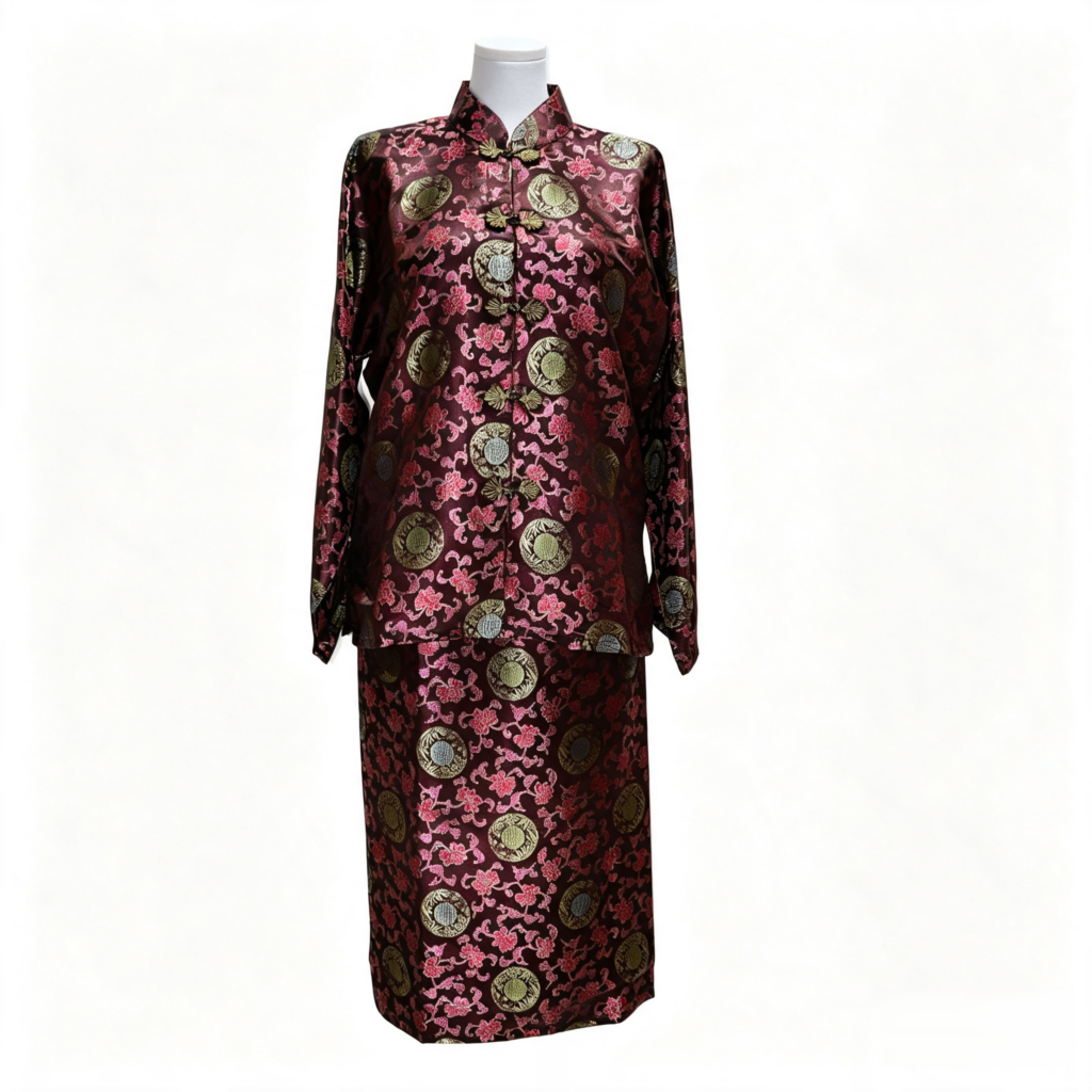 女裝錦緞壽衣-咖啡色 Traditional Chinese shroud - Satin Brocade Style Set - Women Style - Brown
